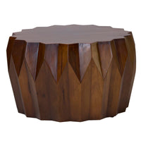 Mango Round Modern Scallop Solid Wood Coffee Table