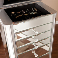 Silver Mirrored Jewelry Armoire