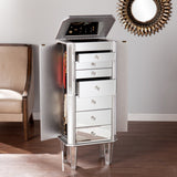 Silver Mirrored Jewelry Armoire