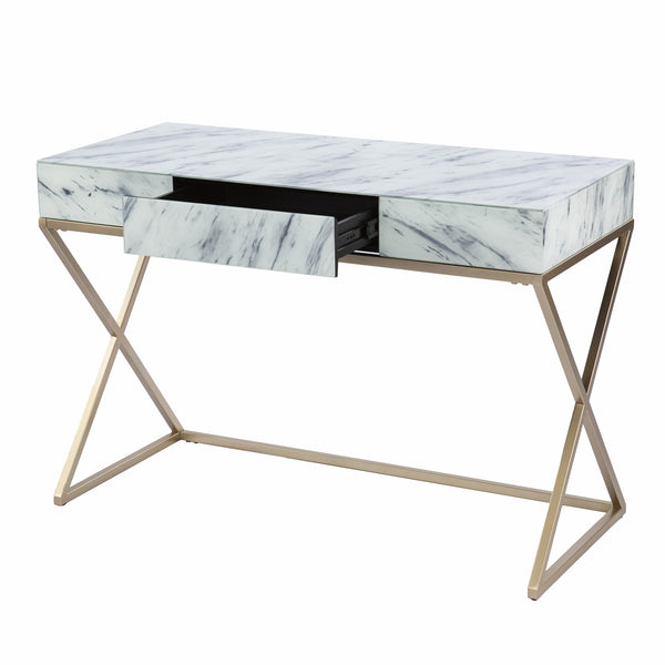 Faux Marble Writing Desk with Storage