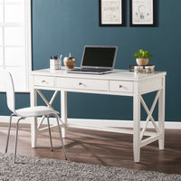 48" White Poplar Solid Wood Writing Desk With Three Drawers