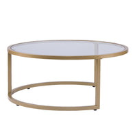 Set of Two Gold Glass Round Nested Coffee Tables