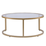 Set of Two Gold Glass Round Nested Coffee Tables