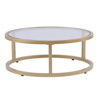 Set of Two Gold Glass Round Nested Coffee Tables