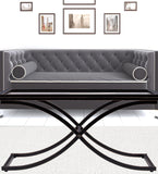 42" Black Glass And Metal Rectangular Coffee Table