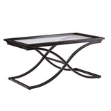 42" Black Glass And Metal Rectangular Coffee Table