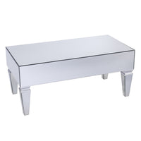 41" Silver Glam Mirrored Glass  Rectangular Mirrored Coffee Table