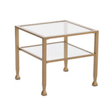 21" Gold Glass And Metal Square Coffee Table