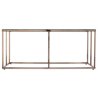 42" Champagne Glass And Metal Geometric Coffee Table