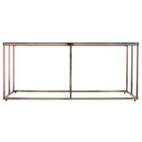 42" Champagne Glass And Metal Geometric Coffee Table