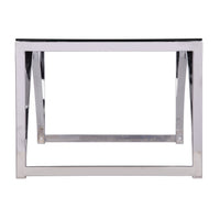 48" Chrome Glass And Metal Rectangular Coffee Table