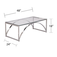 48" Chrome Glass And Metal Rectangular Coffee Table