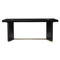 48" Black Solid Manufactured Wood And Metal Rectangular Coffee Table