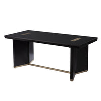 48" Black Solid Manufactured Wood And Metal Rectangular Coffee Table