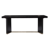 48" Black Solid Manufactured Wood And Metal Rectangular Coffee Table