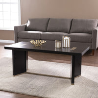 48" Black Solid Manufactured Wood And Metal Rectangular Coffee Table