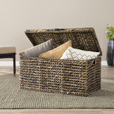 33" Brown RattanWicker And Metal Square Lift Top Coffee Table