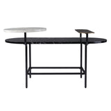 42" Black Manufactured Wood And Metal Free Form Coffee Table