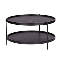 33" Black Manufactured Wood And Metal Round Coffee Table