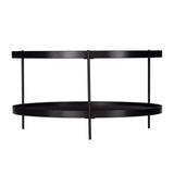 33" Black Manufactured Wood And Metal Round Coffee Table