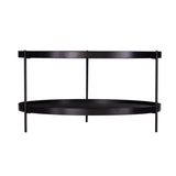 33" Black Manufactured Wood And Metal Round Coffee Table