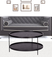 33" Black Manufactured Wood And Metal Round Coffee Table