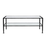 48" Black Glass And Metal Rectangular Coffee Table