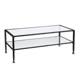 48" Black Glass And Metal Rectangular Coffee Table