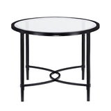 45" Black Glass And Metal Oval Coffee Table