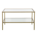 32" Gold Glass And Metal Square Coffee Table