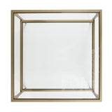 32" Gold Glass And Metal Square Coffee Table