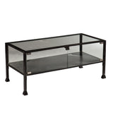 43" Black Glass And Metal Rectangular Coffee Table