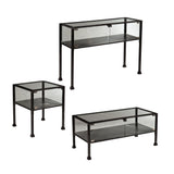 43" Black Glass And Metal Rectangular Coffee Table