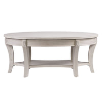 44" White Manufactured Wood And Metal Oval Coffee Table