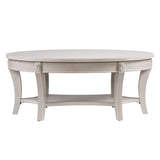 44" White Manufactured Wood And Metal Oval Coffee Table