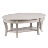 44" White Manufactured Wood And Metal Oval Coffee Table