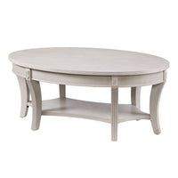 44" White Manufactured Wood And Metal Oval Coffee Table