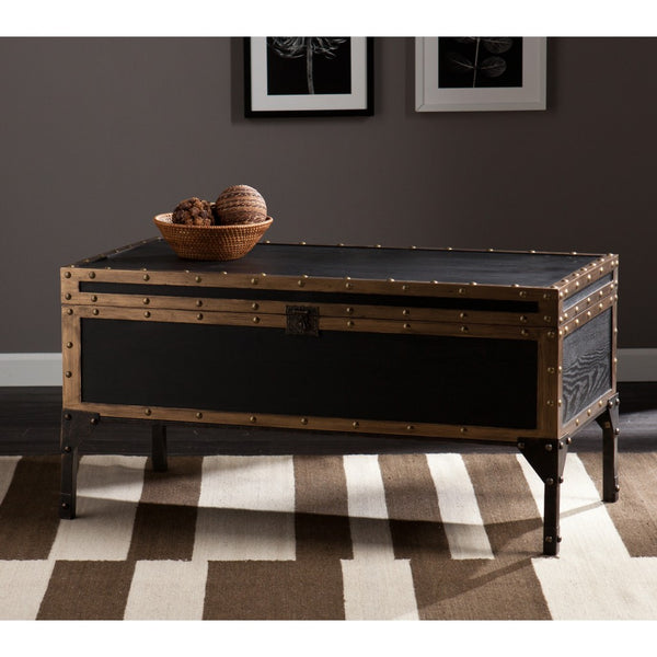 40" Black Manufactured Wood And Metal Rectangular Coffee Table