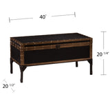 40" Black Manufactured Wood And Metal Rectangular Coffee Table