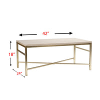 42" Off White Manufactured Wood And Metal Rectangular Coffee Table