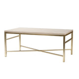 42" Off White Manufactured Wood And Metal Rectangular Coffee Table