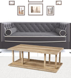 42" Natural And Natural Brown Manufactured Wood And Solid Manufactured Wood Rectangular Coffee Table