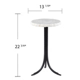 23" Black And White Marble And Metal Round End Table