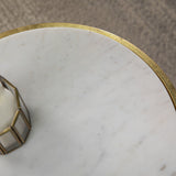 23" Gold Marble And Iron Round End Table