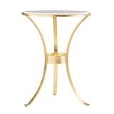 23" Gold Marble And Iron Round End Table