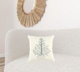 Ivory Natural and Green Contemporary Christmas Tree Throw Pillow