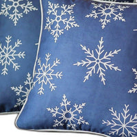 Set of 2 Blue and White Snowflakes Throw Pillows