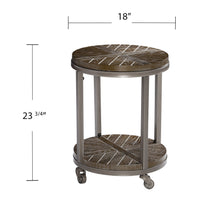 24" Brown Manufactured Wood And Iron Round End Table With Shelf