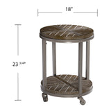 24" Brown Manufactured Wood And Iron Round End Table With Shelf