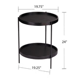 24" Black Manufactured Wood And Iron Round End Table With Shelf